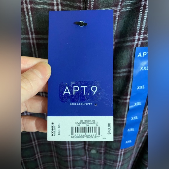 APT. 9 XXL Flannel grey red and white striped - Picture 3 of 5